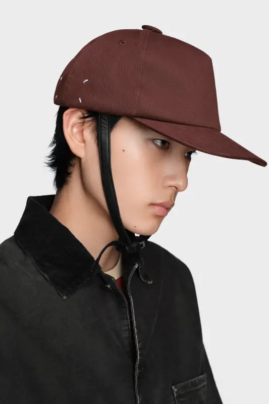 Maison Margiela Mens Red Cotton Cap Bordeaux online