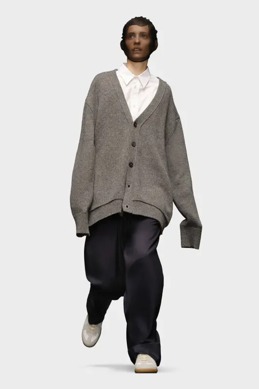 Maison Margiela Grey Oversized V-neck Cardigan Grey online