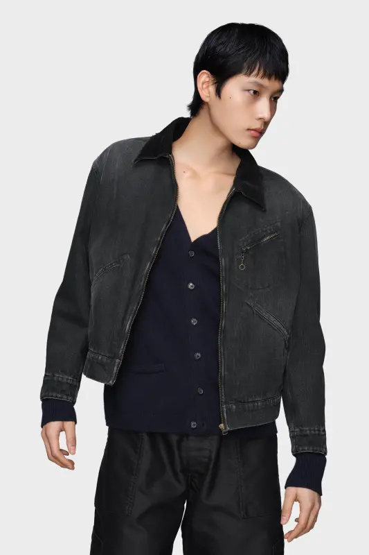 Maison Margiela Mens Black Cotton Denim Jacket Black online