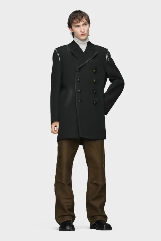 Maison Margiela Mens Black Cotton Reversible Wool Coat Black online