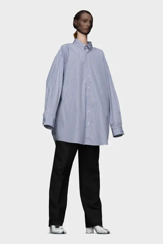 Maison Margiela Mens Oxford Shirt – Blue Stripes Blue Stripes online