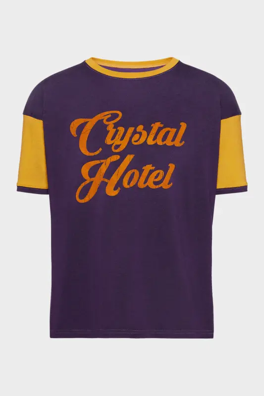 Maison Margiela Mens Purple Viscose Varsity T-Shirt Purple and yellow online