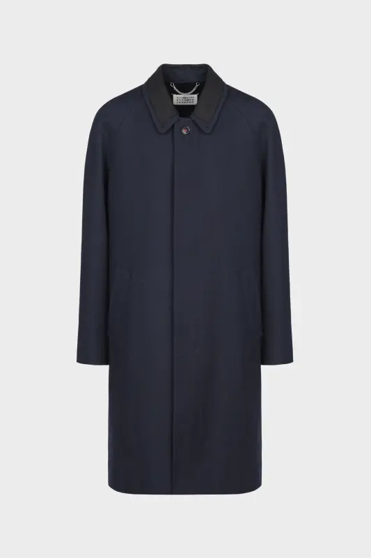 Maison Margiela Blue Wool-Viscose Knee-Length Coat Navy Blue online