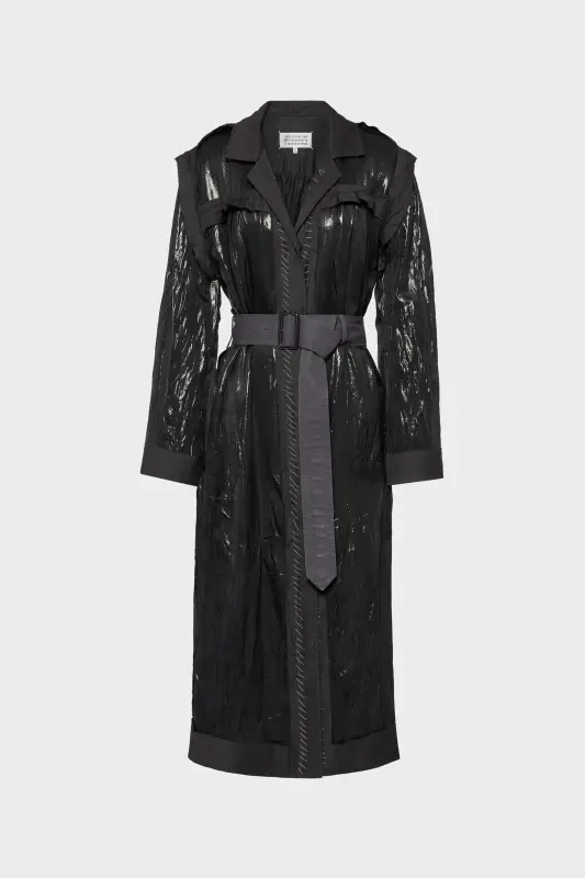 Maison Margiela Womens Black Trench Dress Black and melange carbon online