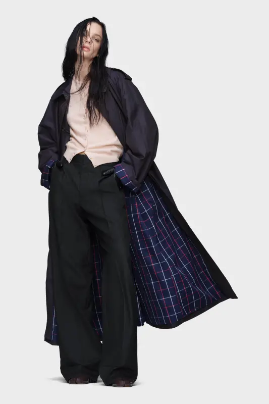 Maison Margiela Womens Blue Wool Trench Coat Dark Blue online