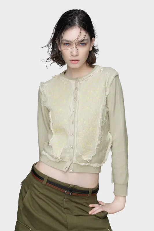 Maison Margiela Womens Green Wool Knit Cardigan Green online