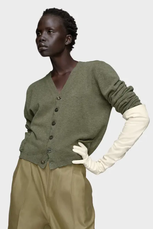 Maison Margiela Wool v-neck cardigan Green online