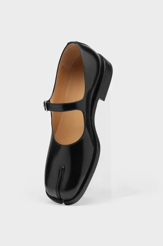Maison Margiela Mens Black Leather Tabi City Mary-Janes Black online